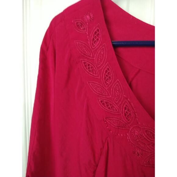 Catherines Woman 5X Pink Tunic Blouse 3/4 Sleeve Paisley Open Embroidery... - Picture 3 of 12